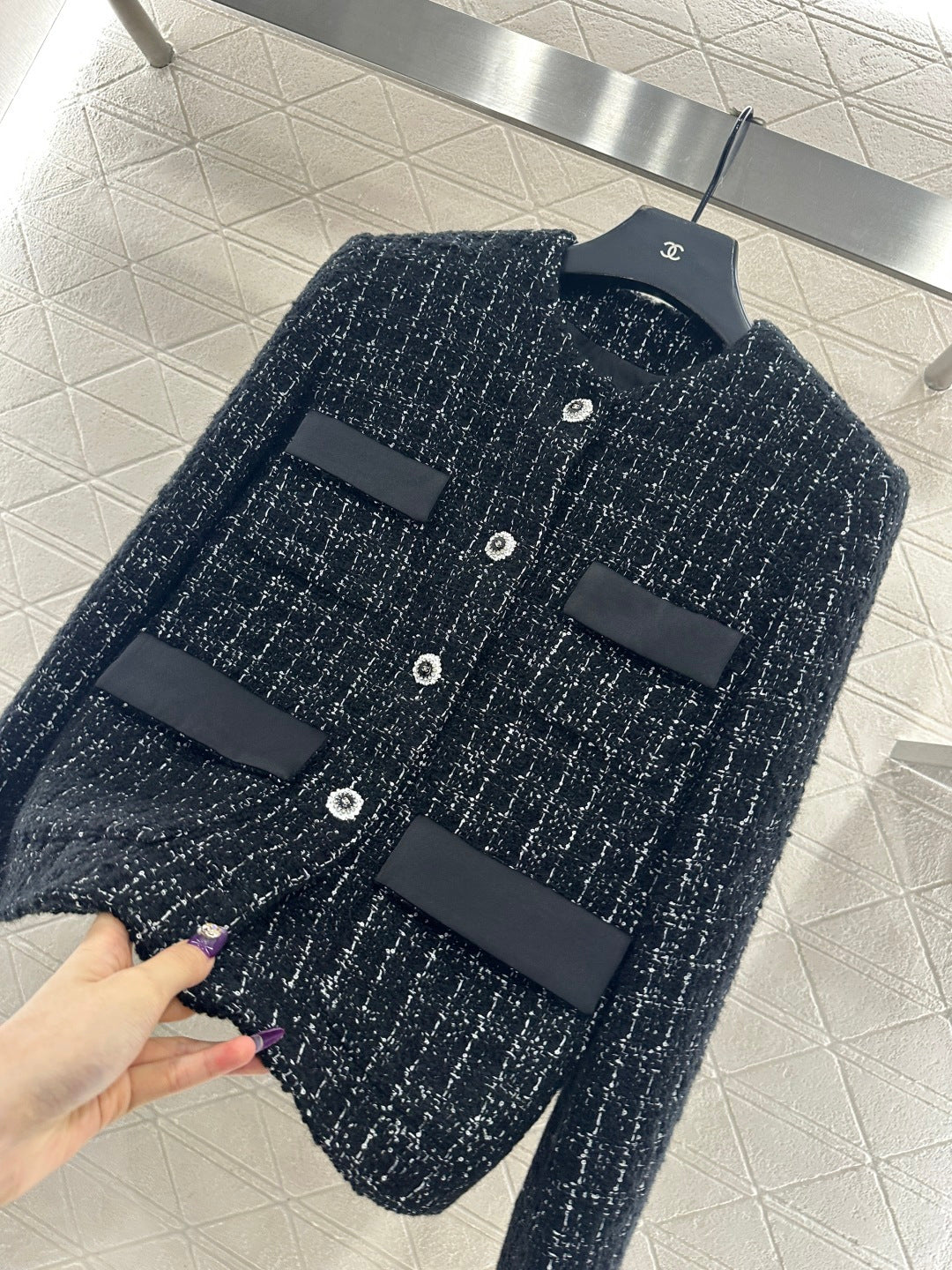 Woven round neck dress jacket