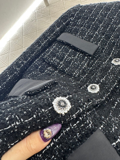 Woven round neck dress jacket