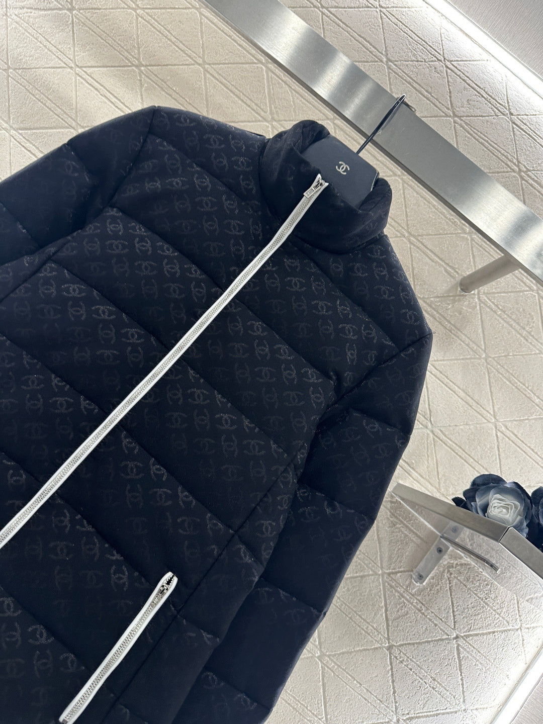 Jacquard down jacket and pants set