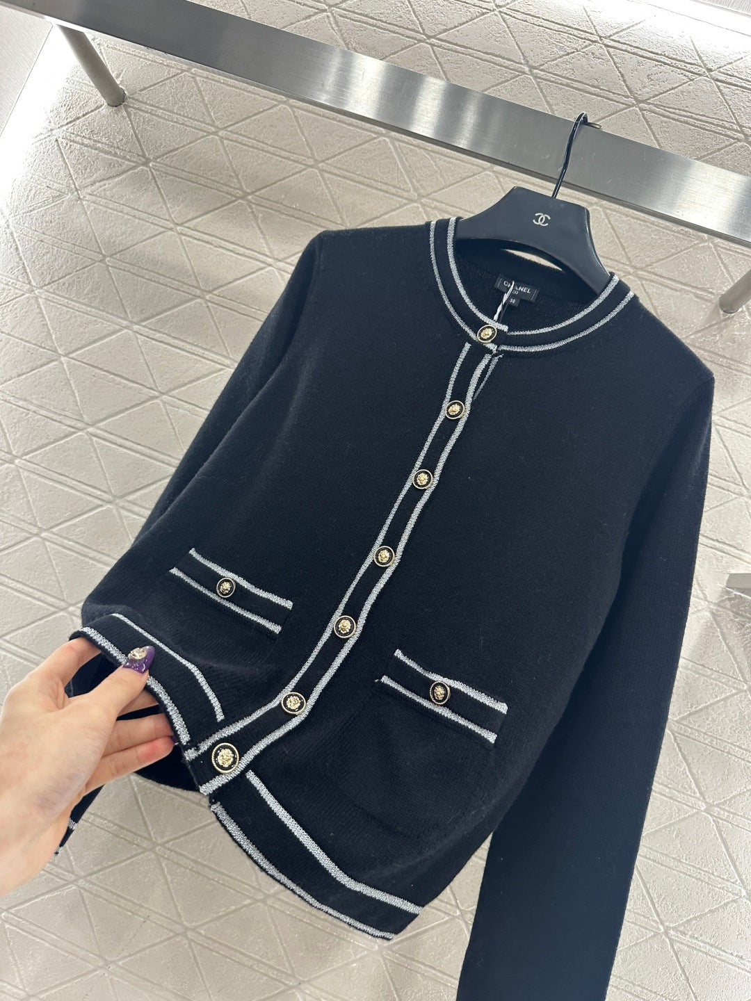 Striped border cardigan