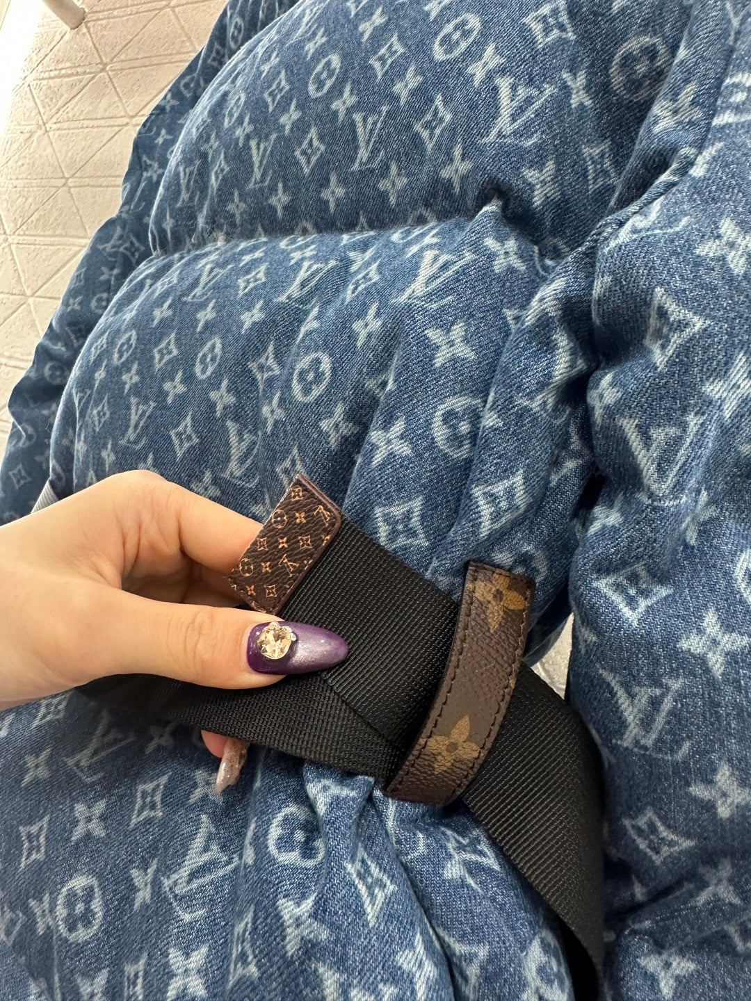 Knitted collar zipper denim down jacket