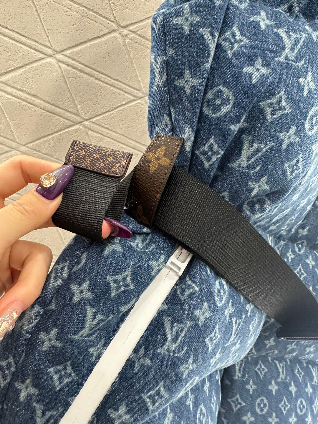 Knitted collar zipper denim down vest