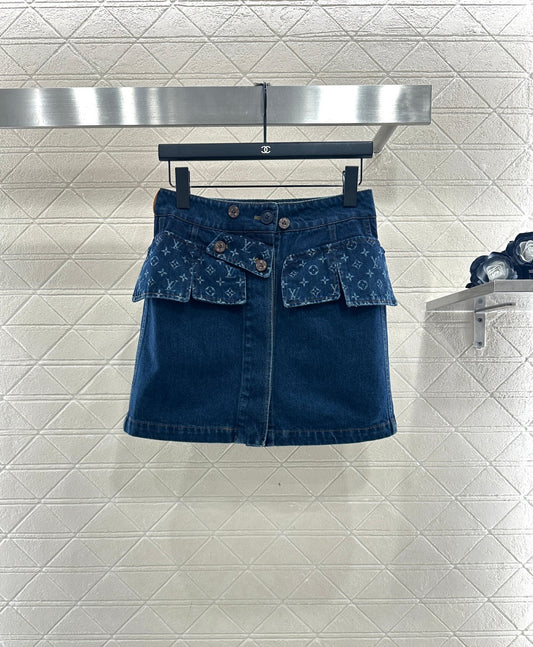 Laser denim skirt