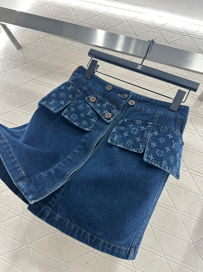 Laser denim skirt