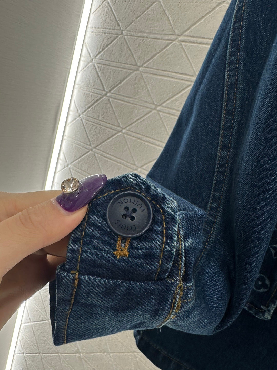 Laser denim mid length jacket