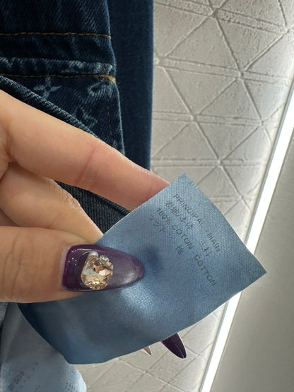 Laser denim mid length jacket