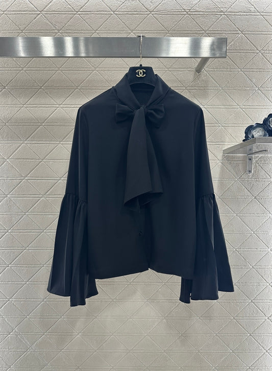 Bow ribbon wide sleeved shirt