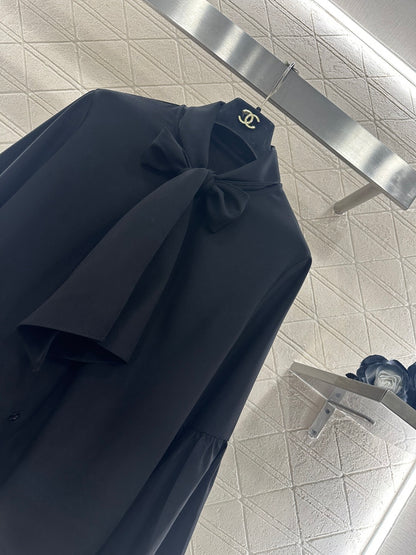 Bow ribbon wide sleeved shirt