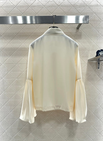 Bow ribbon wide sleeved shirt