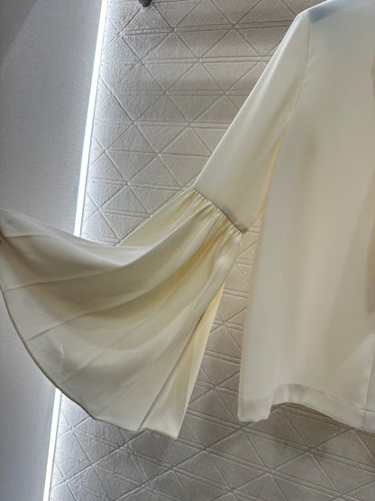 Bow ribbon wide sleeved shirt