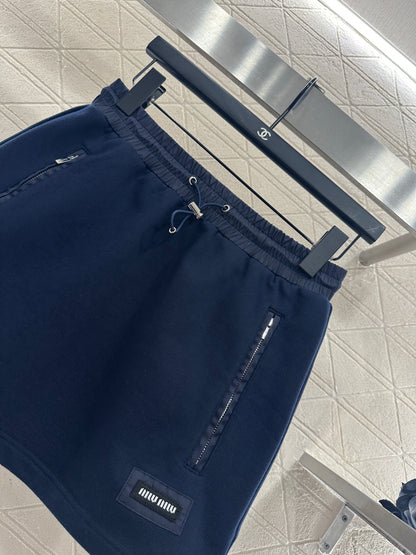 Zipper drawstring skirt