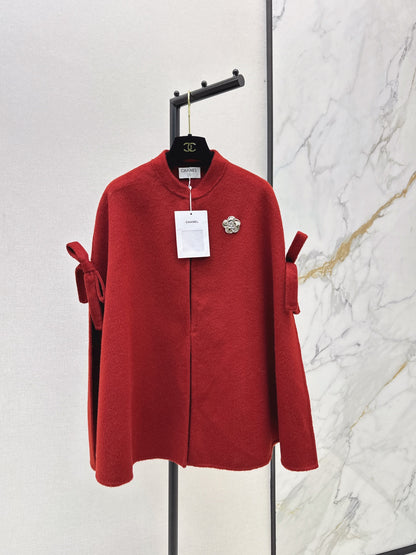 Double bow decoration cloak coat