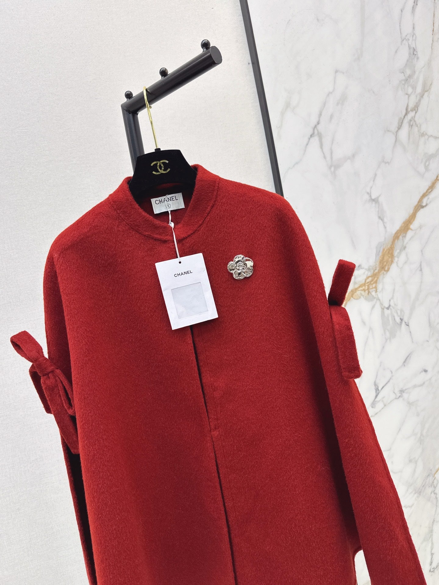 Double bow decoration cloak coat