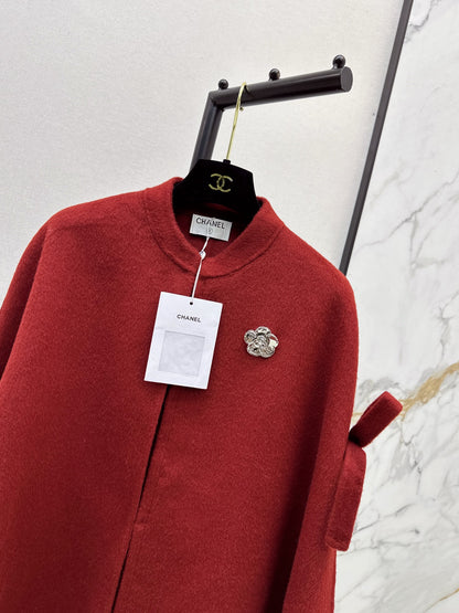 Double bow decoration cloak coat