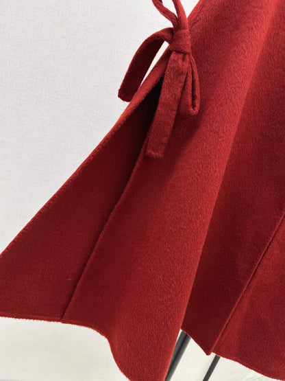 Double bow decoration cloak coat