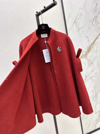Double bow decoration cloak coat