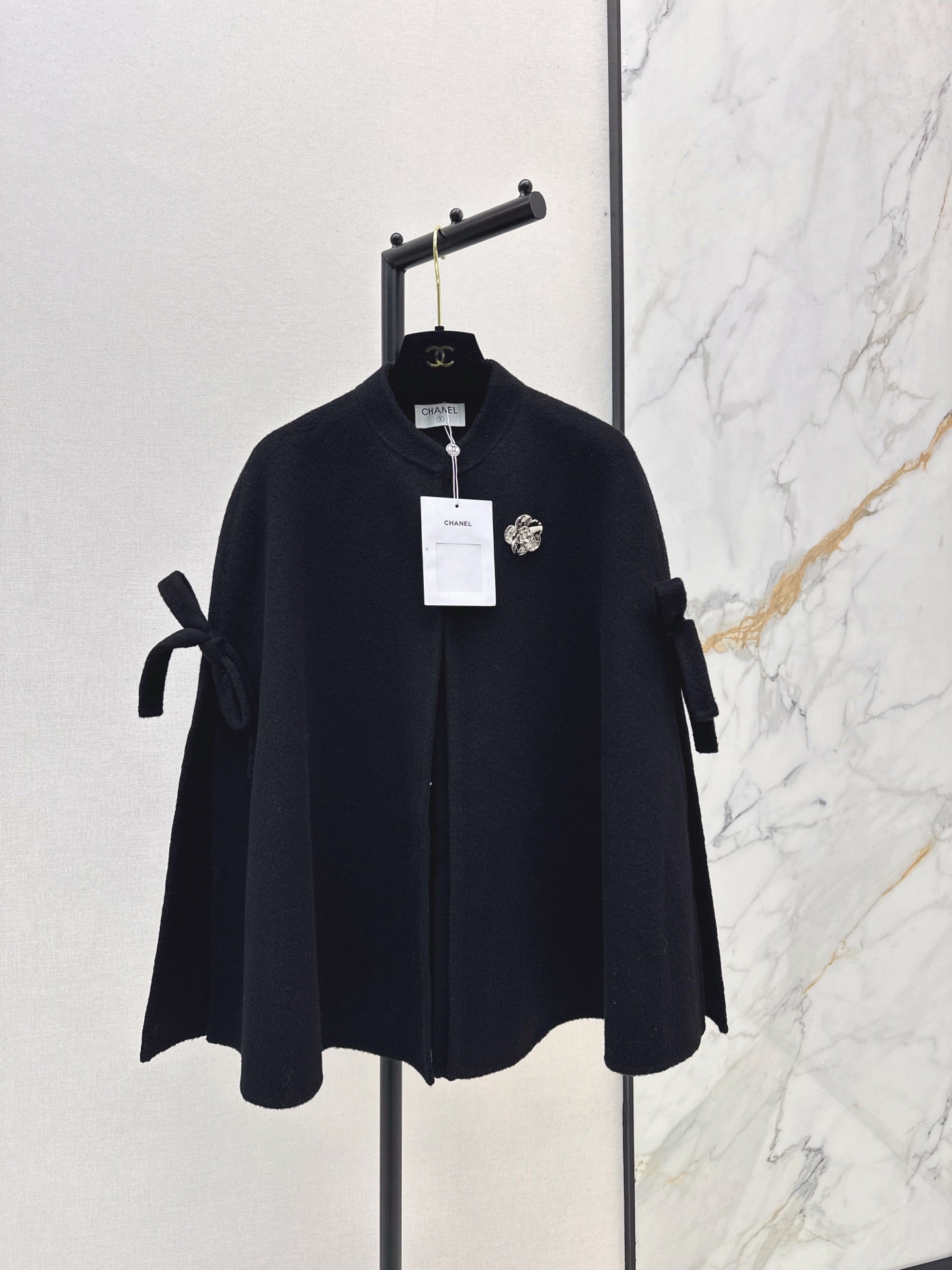 Double bow decoration cloak coat