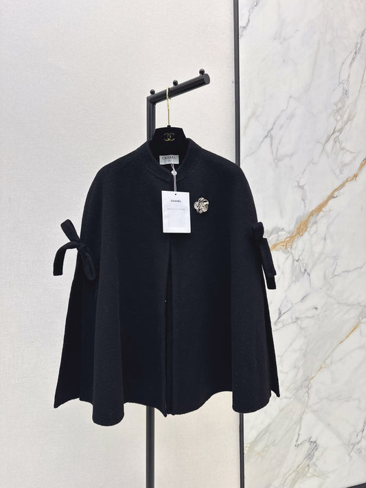 Double bow decoration cloak coat