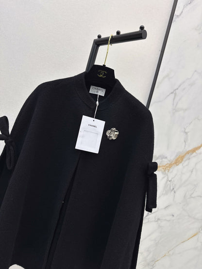 Double bow decoration cloak coat