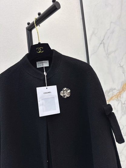 Double bow decoration cloak coat