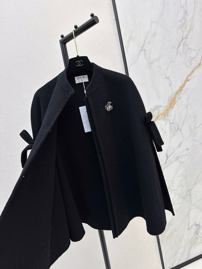 Double bow decoration cloak coat