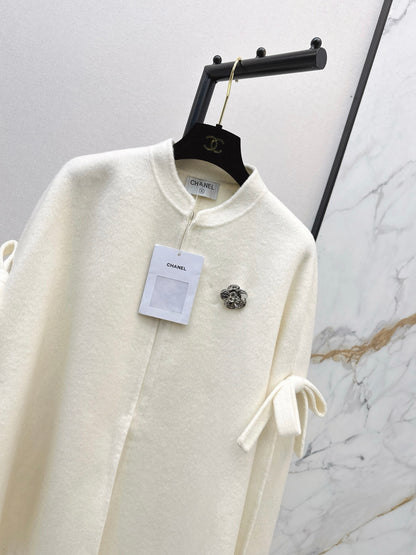 Double bow decoration cloak coat