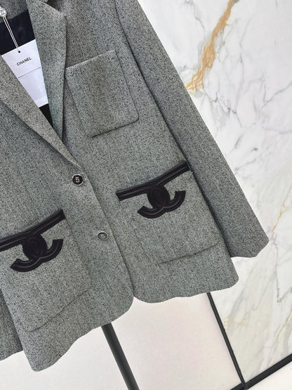 Double C patchwork embroidered suit jacket