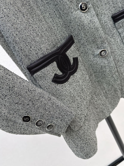 Double C patchwork embroidered suit jacket