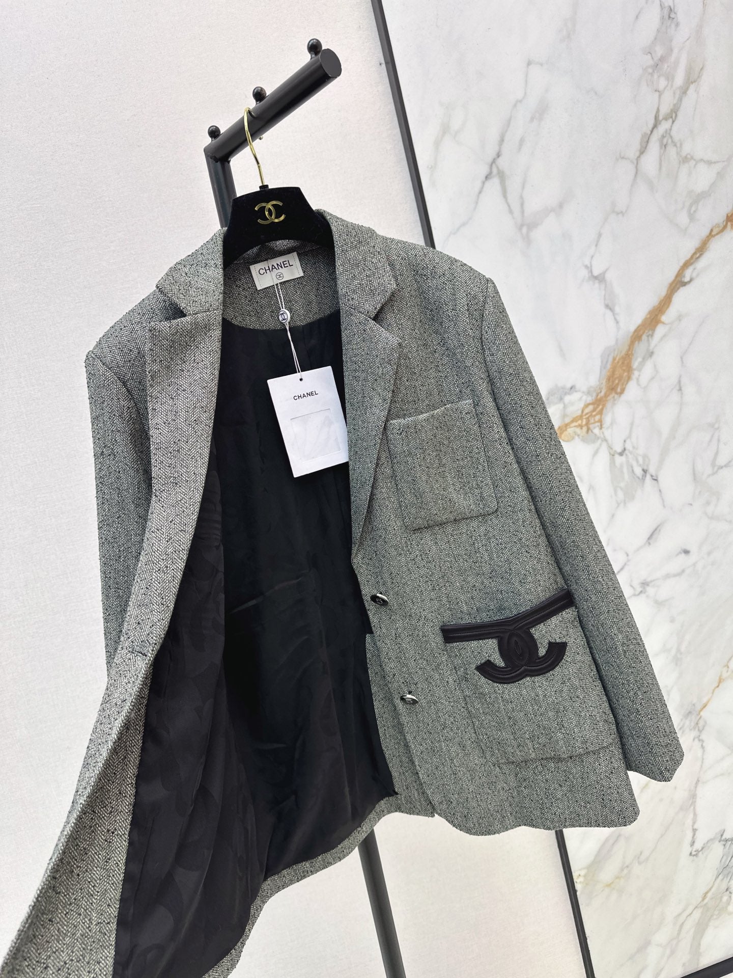 Double C patchwork embroidered suit jacket