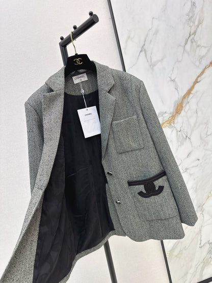 Double C patchwork embroidered suit jacket