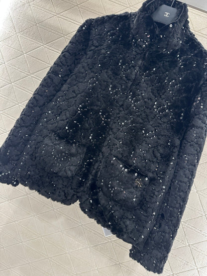 Stand up collar zipper fur cotton coat jacket