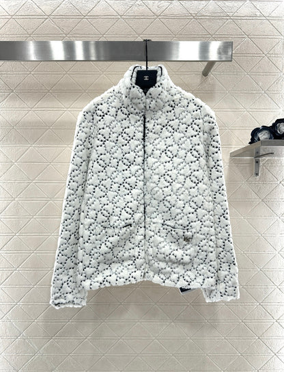 Stand up collar zipper fur cotton coat jacket