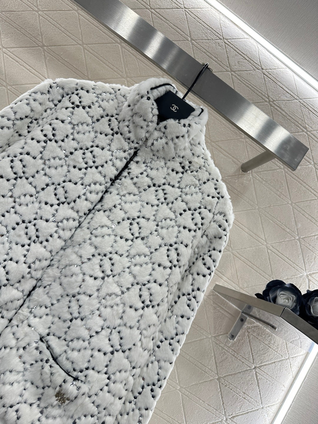 Stand up collar zipper fur cotton coat jacket