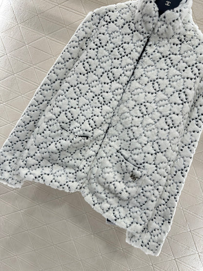 Stand up collar zipper fur cotton coat jacket