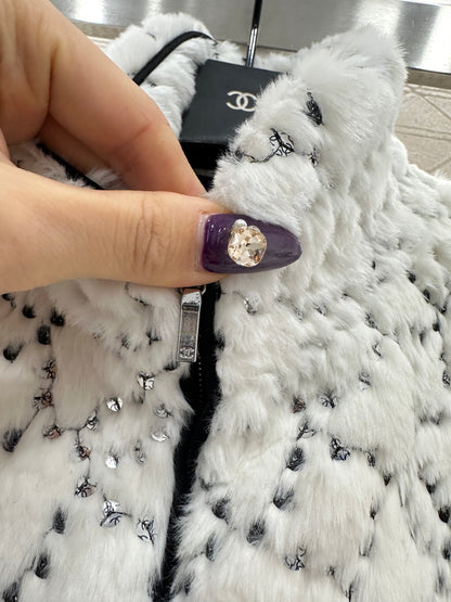 Stand up collar zipper fur cotton coat jacket