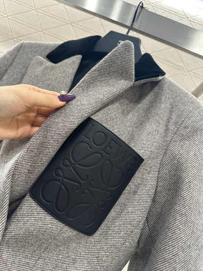 Splicing velvet collar belt suit jacket