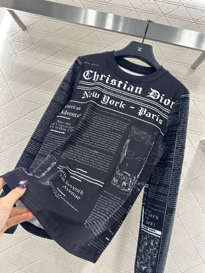 Round neck floral print base shirt