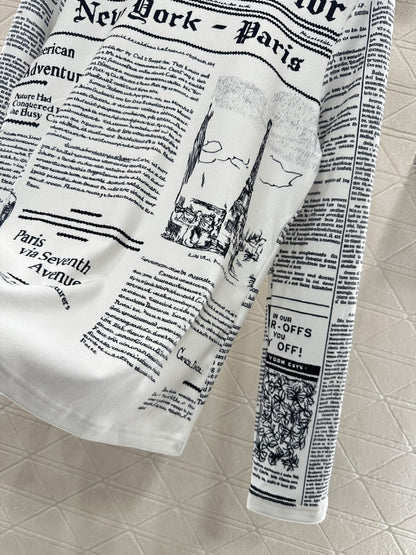 Round neck floral print base shirt