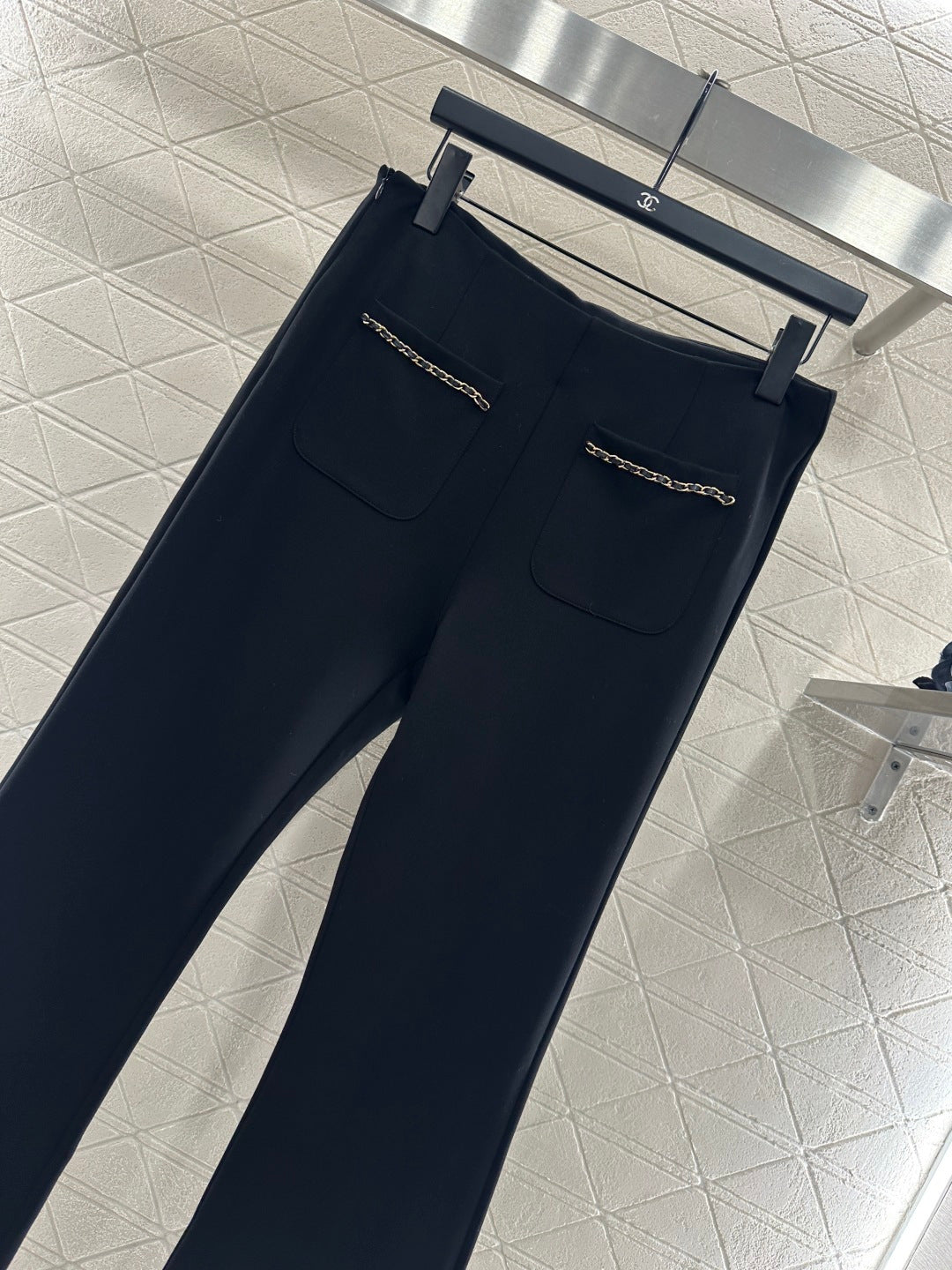 Micro zipper retro elastic pants