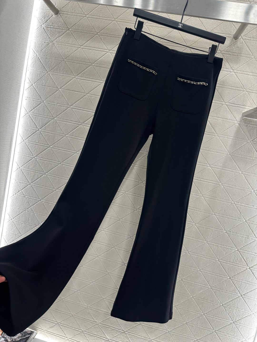 Micro zipper retro elastic pants