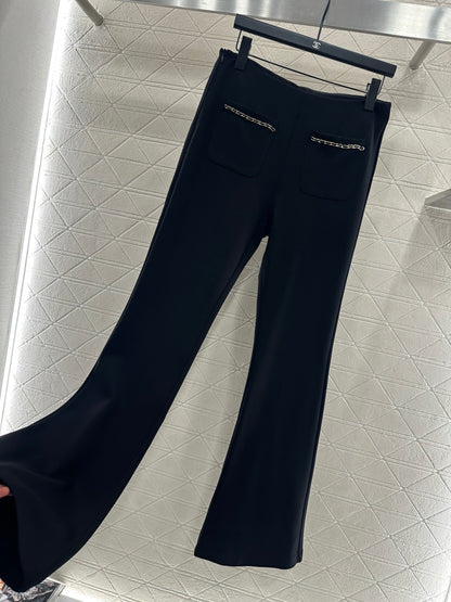 Micro zipper retro elastic pants