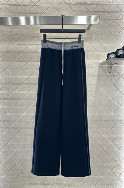 Drawstring wide leg pants