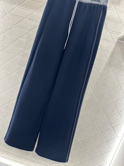 Drawstring wide leg pants