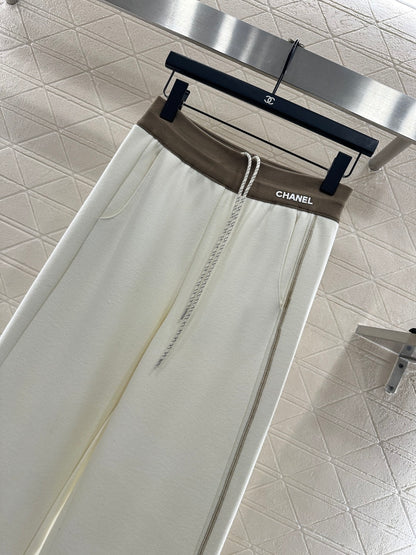 Drawstring wide leg pants