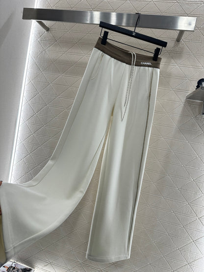 Drawstring wide leg pants