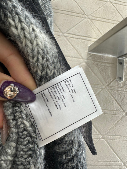 Mesh bow dyed round neck sweater