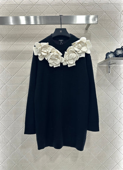 3D Camellia Knitted Dress