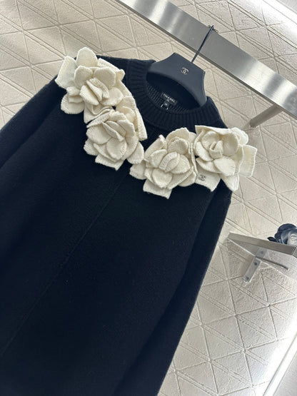 3D Camellia Knitted Dress