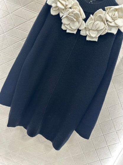 3D Camellia Knitted Dress