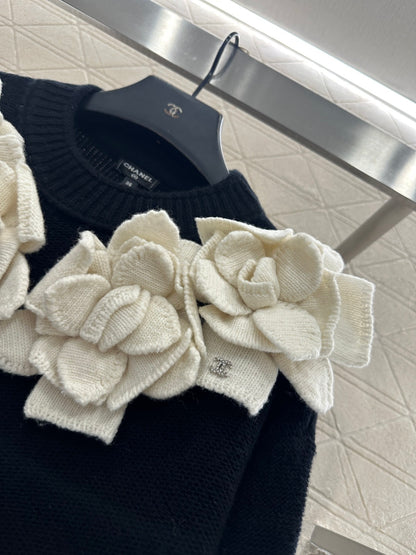 3D Camellia Knitted Dress